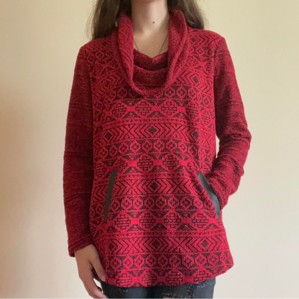 Style & Co. Red Cowl Neck Sweater
